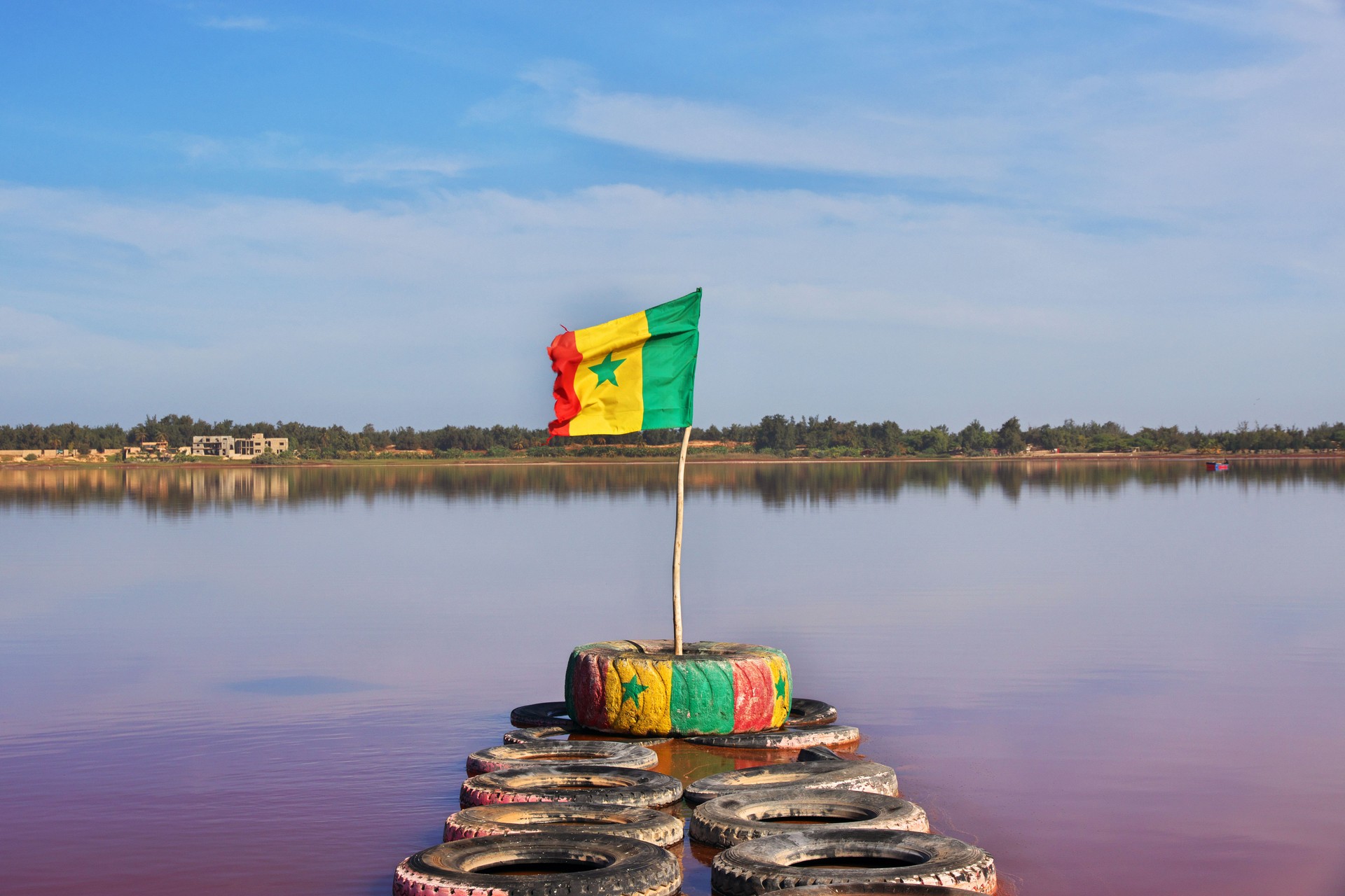 Art on Lake Retba, Lac rose close Dakar, Senegal, West Africa